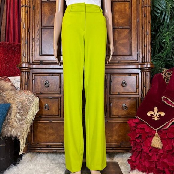 New York & Company Pants - NY&C Chartreuse Double Stitched Waistband Angle Pocket Straight Leg Trouser